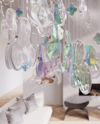 Iris Iridescent Blossom Chandelier-Neutral Decor