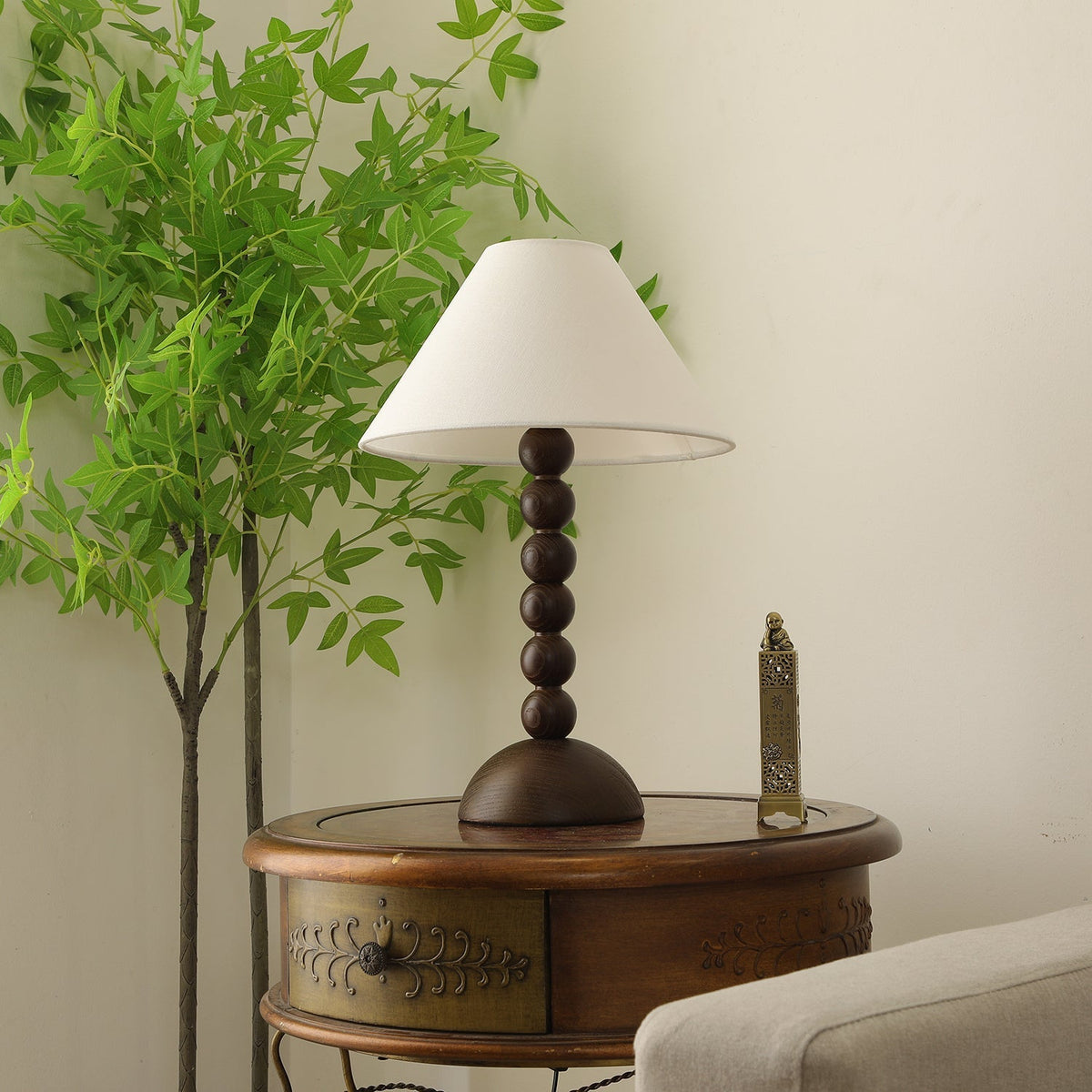 Lennox Bois Et Tissu Lampe de Table Élégante