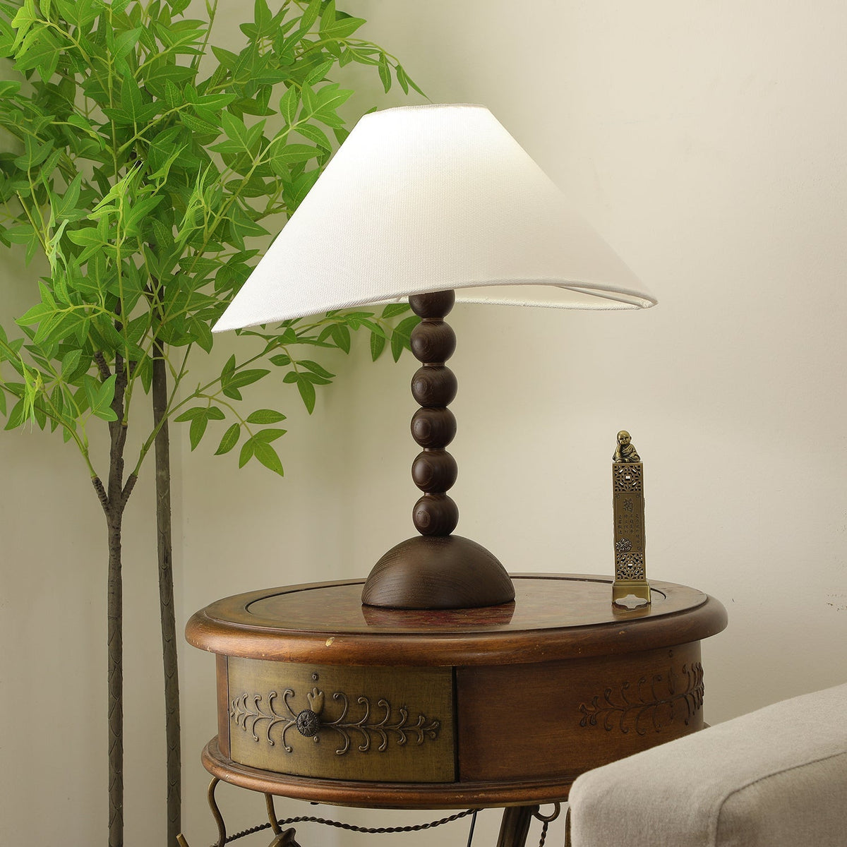 Lennox Bois Et Tissu Lampe de Table Élégante