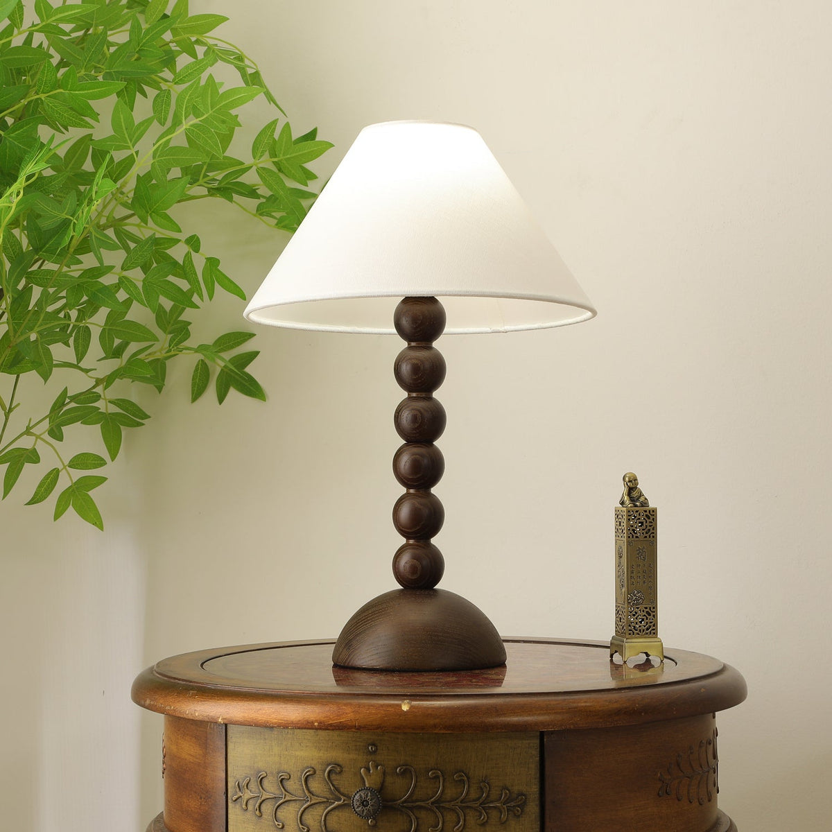 Lennox Bois Et Tissu Lampe de Table Élégante