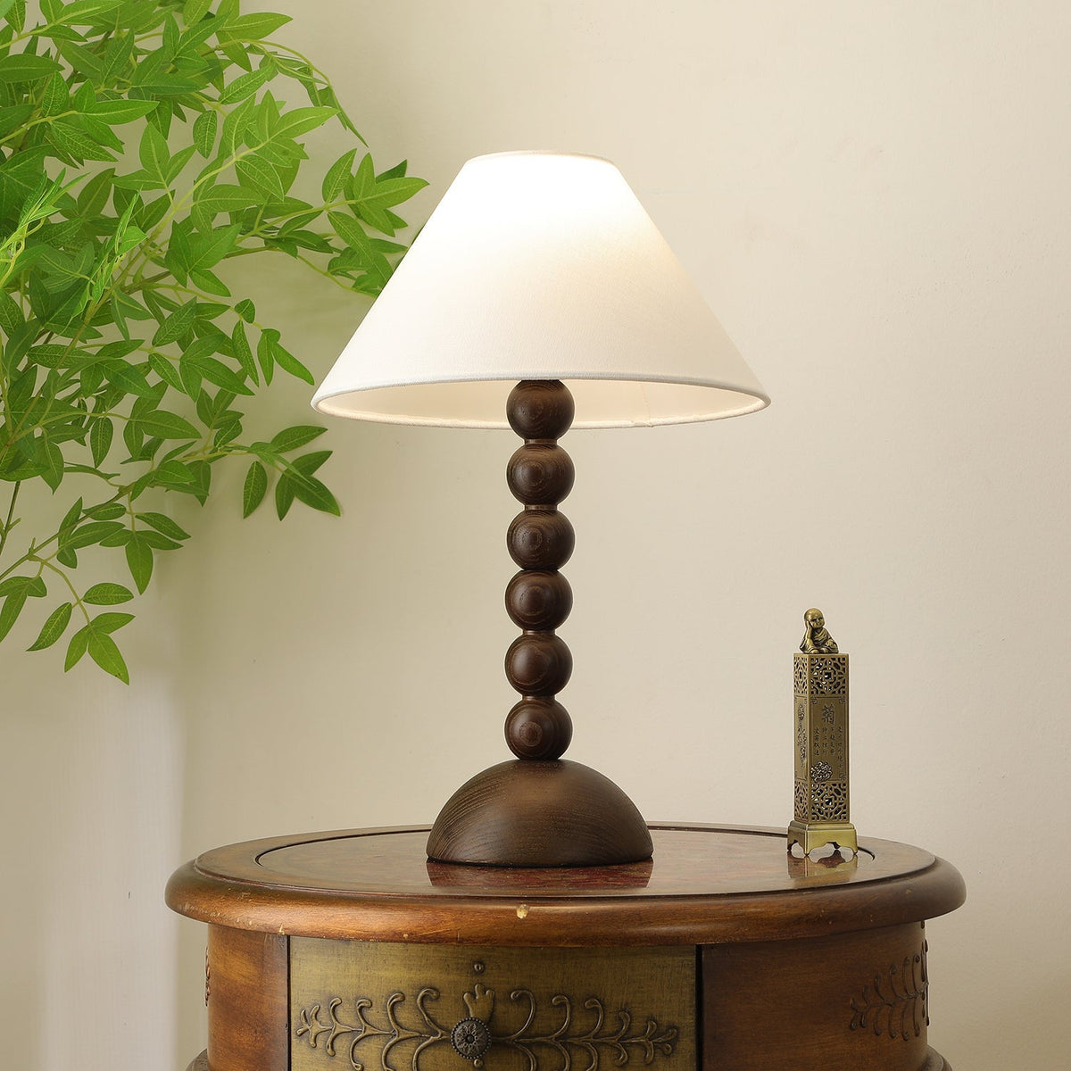 Lennox Bois Et Tissu Lampe de Table Élégante