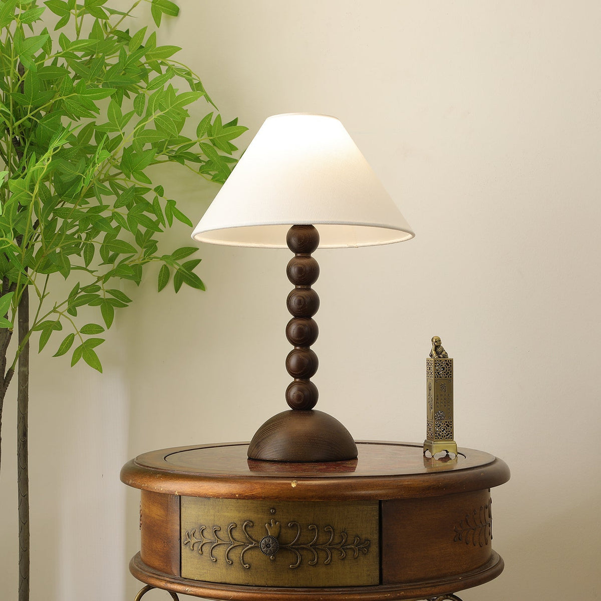Lennox Bois Et Tissu Lampe de Table Élégante