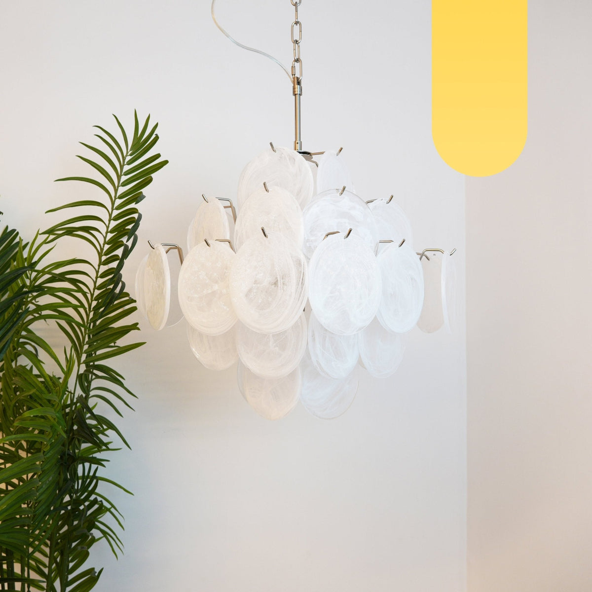 Liorinelle Lustre Verre Blanc Murano Disque Cluster