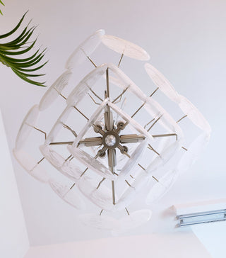 Liorinelle Lustre Verre Blanc Murano Disque Cluster