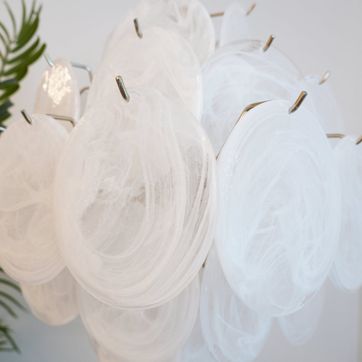 Liorinelle Lustre Verre Blanc Murano Disque Cluster