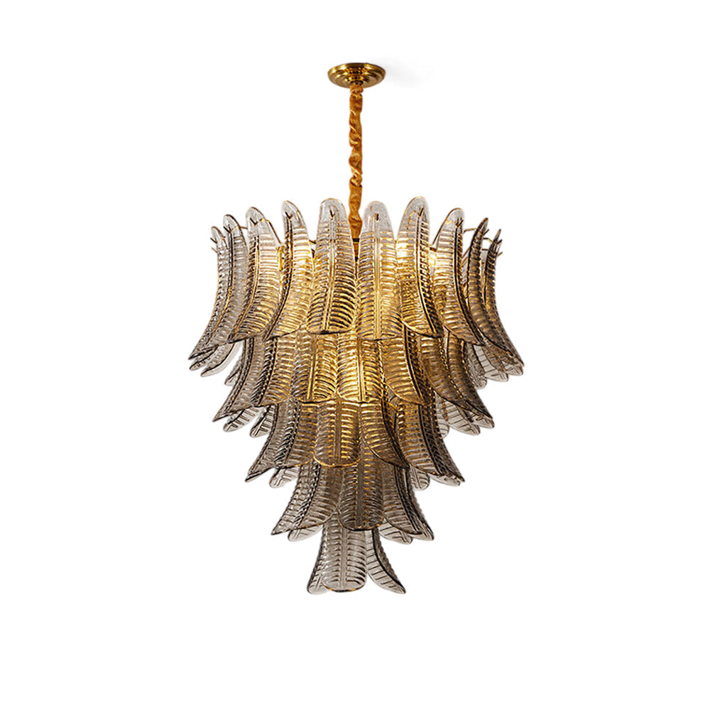 Isolde Glass Chandelier with a tiered, leaf-inspired design.
