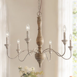 Eurloryra Lustre Bougie Sculpté à la Main Bois Vintage