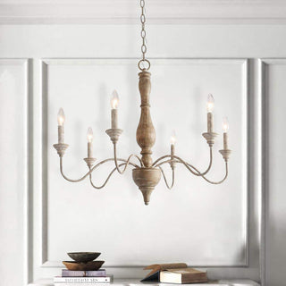 Eurloryra Lustre Bougie Sculpté à la Main Bois Vintage
