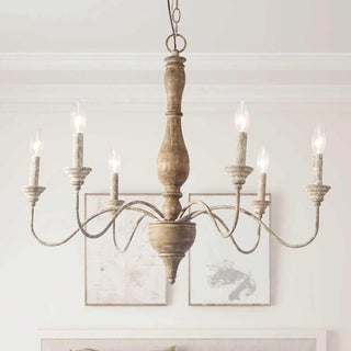 Eurloryra Lustre Bougie Sculpté à la Main Bois Vintage