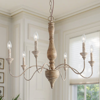 Eurloryra Lustre Bougie Sculpté à la Main Bois Vintage