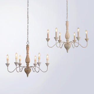 Eurloryra Lustre Bougie Sculpté à la Main Bois Vintage