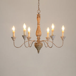 Eurloryra Lustre Bougie Sculpté à la Main Bois Vintage
