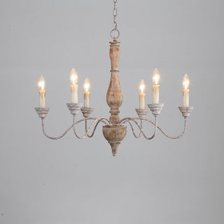 Eurloryra Lustre Bougie Sculpté à la Main Bois Vintage