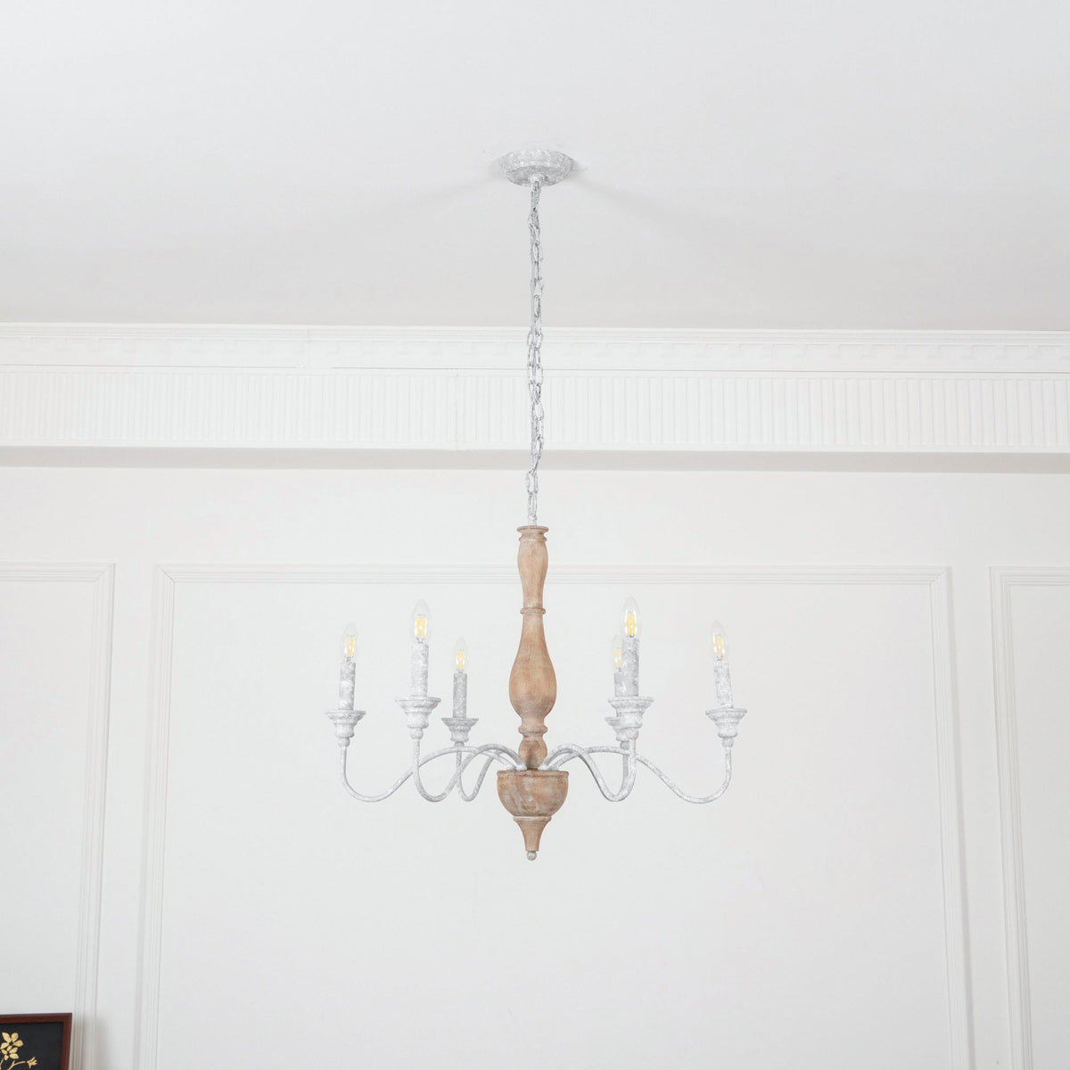 Eurloryra Lustre Bougie Sculpté à la Main Bois Vintage