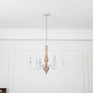 Eurloryra Lustre Bougie Sculpté à la Main Bois Vintage