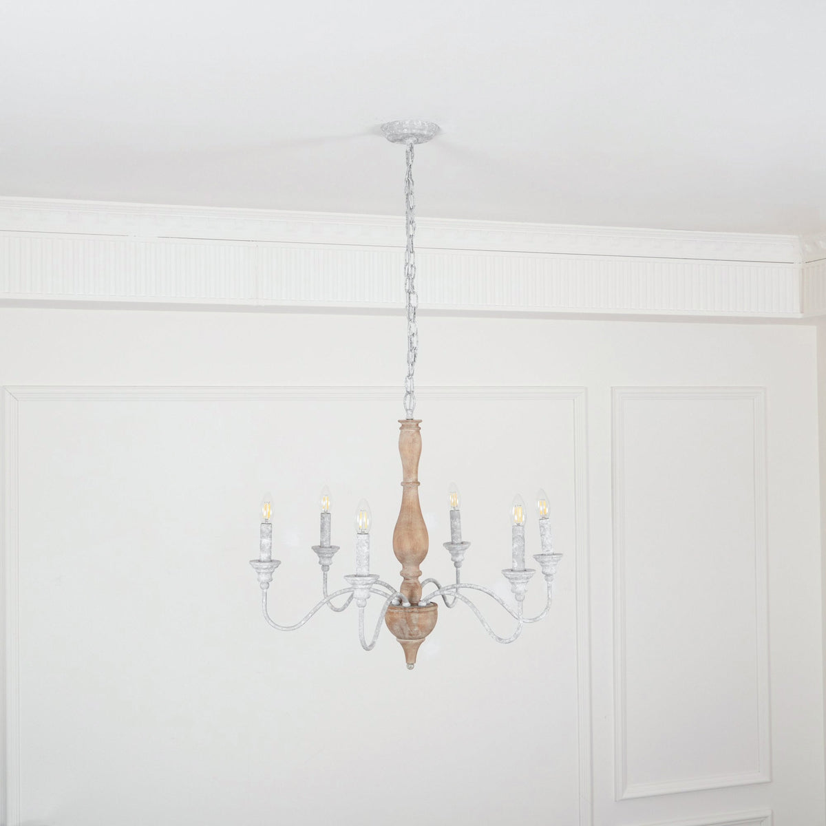 Eurloryra Lustre Bougie Sculpté à la Main Bois Vintage