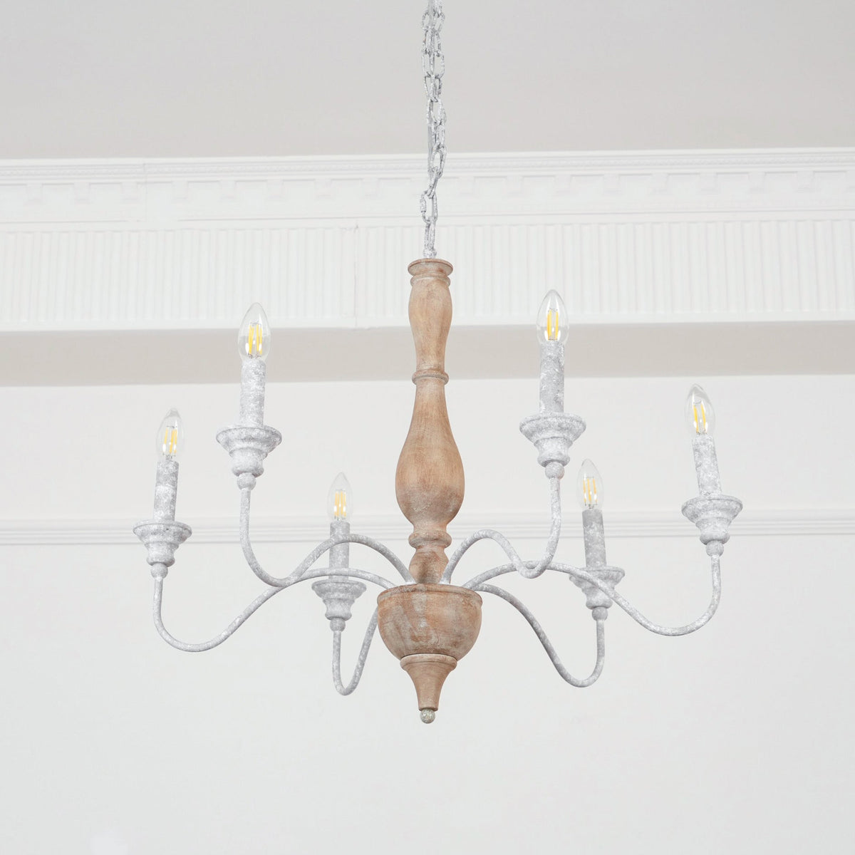 Eurloryra Lustre Bougie Sculpté à la Main Bois Vintage