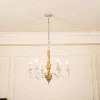 Eurloryra Lustre Bougie Sculpté à la Main Bois Vintage