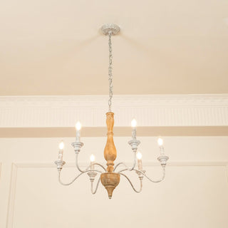 Eurloryra Lustre Bougie Sculpté à la Main Bois Vintage