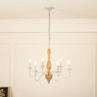 Eurloryra Lustre Bougie Sculpté à la Main Bois Vintage