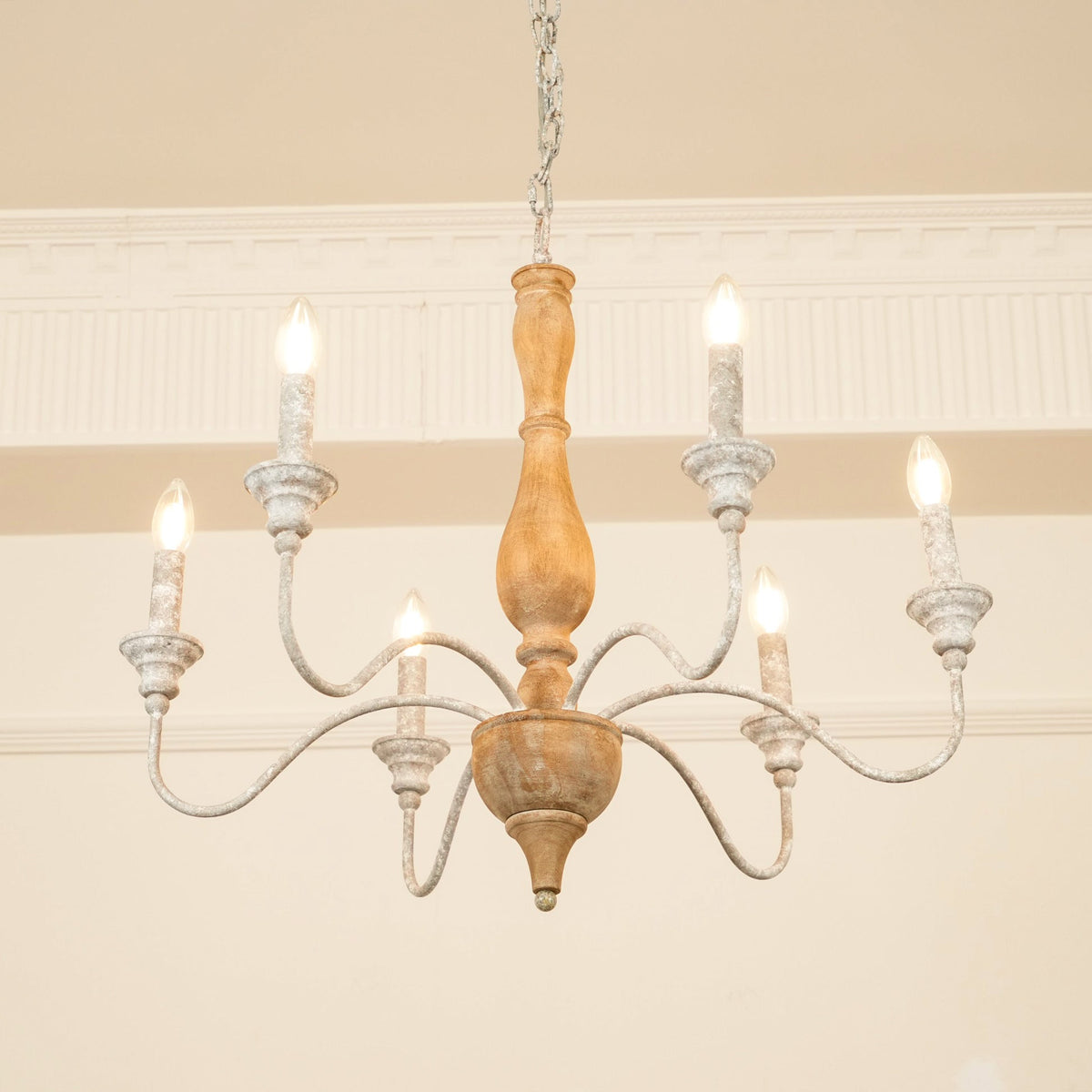 Eurloryra Lustre Bougie Sculpté à la Main Bois Vintage