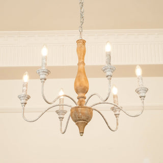 Eurloryra Lustre Bougie Sculpté à la Main Bois Vintage