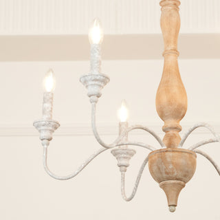 Eurloryra Lustre Bougie Sculpté à la Main Bois Vintage