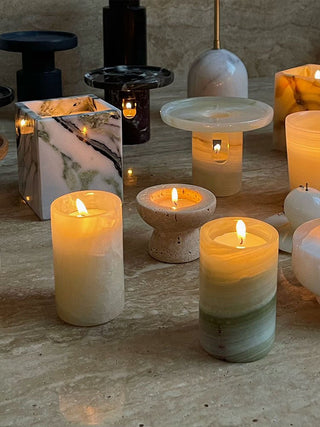 Jade Candle Holder-Neutral Decor