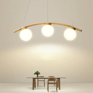 Valentina LED Suspension Bois Verre Blanc Salon/Chambre À Coucher