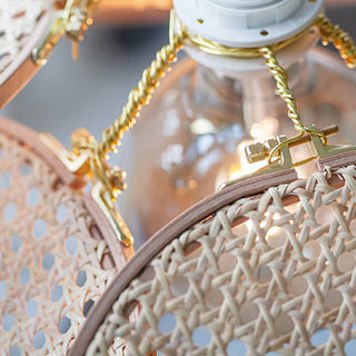 Ritta Suspension Petale Naturelle, Metal/Rotin, Bois, Chambre à Coucher
