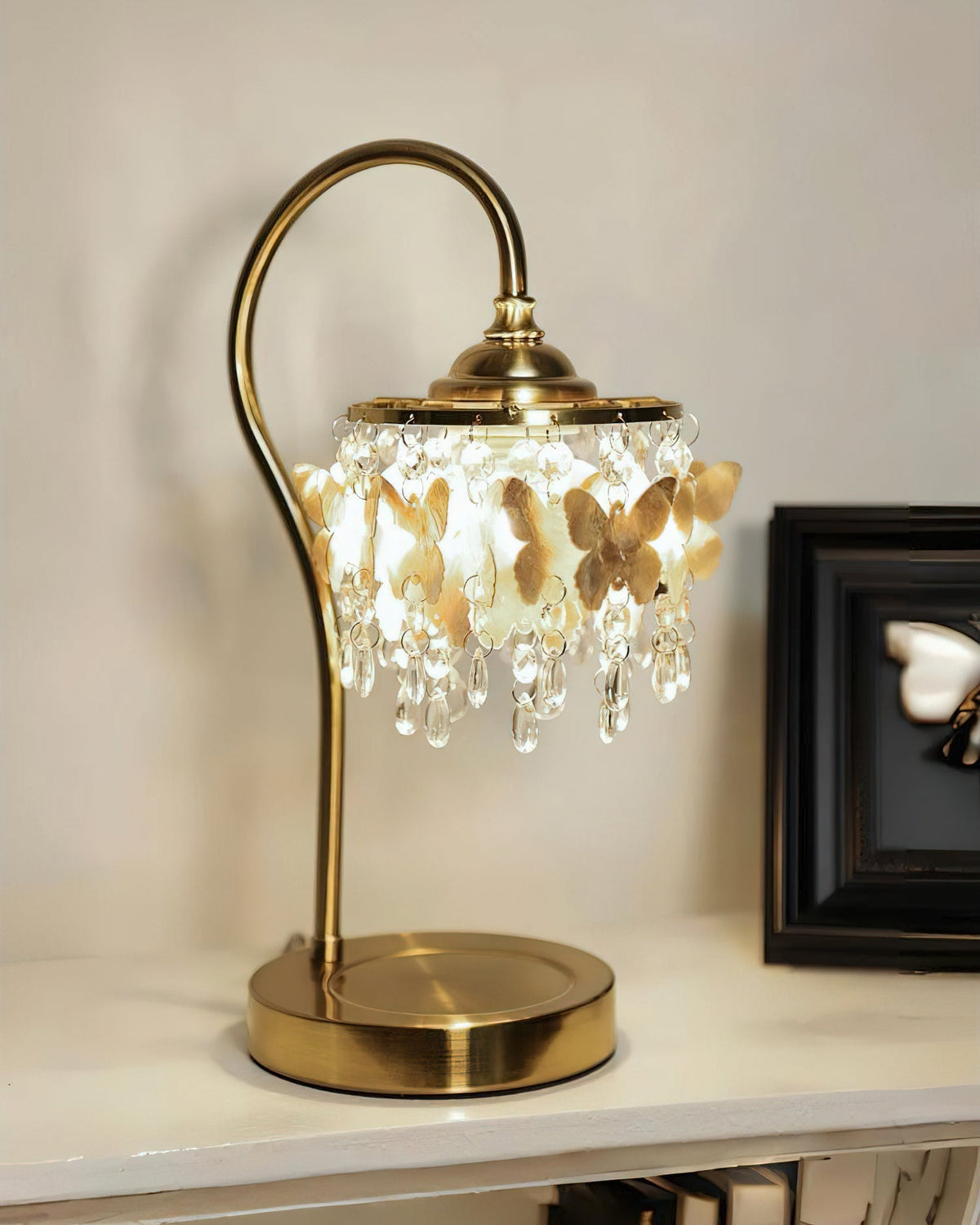 The Jasinski Table Lamp placed in a cozy living room setting.