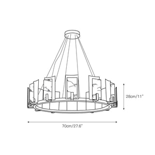 Nyraeila Lustre Métal Albâtre Rond Luxe Postmoderne