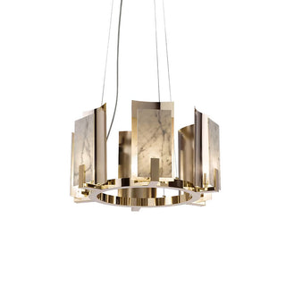 Nyraeila Lustre Métal Albâtre Rond Luxe Postmoderne