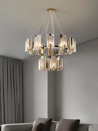 Nyraeila Lustre Métal Albâtre Rond Luxe Postmoderne