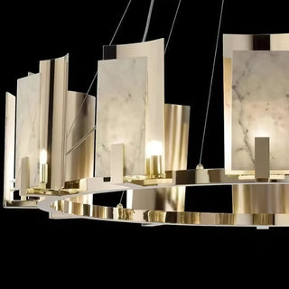Nyraeila Lustre Métal Albâtre Rond Luxe Postmoderne