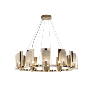 Nyraeila Lustre Métal Albâtre Rond Luxe Postmoderne