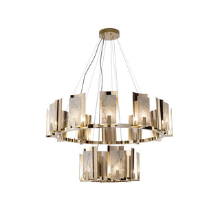 Nyraeila Lustre Métal Albâtre Rond Luxe Postmoderne