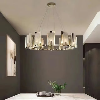 Nyraeila Lustre Métal Albâtre Rond Luxe Postmoderne