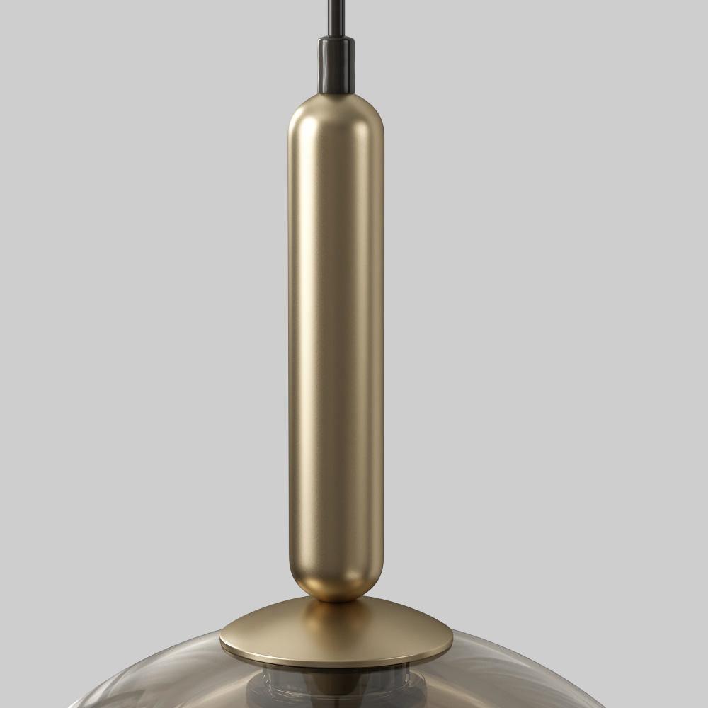 Delelise Suspension en Verre Cognac Dôme Laiton Mid-Century