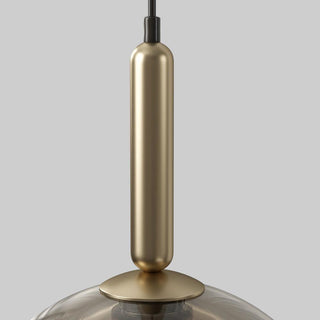Solara Suspension en Verre Cognac Dôme Laiton Mid-Century