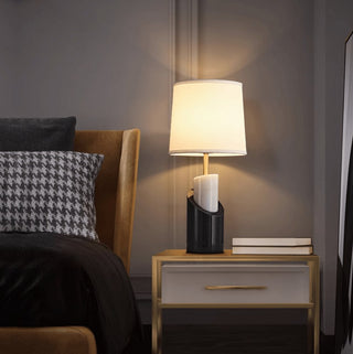 Crest Contemporary Brass Table Lamp-Neutral Decor