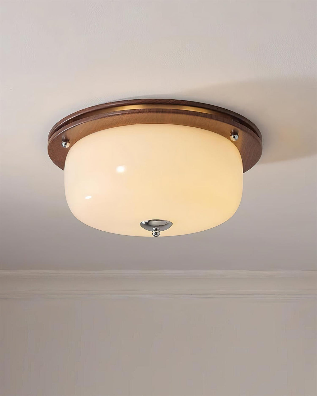 Ceiling Light Glass Flush Mount Modern Minimalist Walnut Brown-Neutral Decor