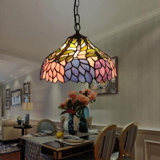 Tiffany Vintage Suspension Fleur Tachée Verre Chambre À Coucher