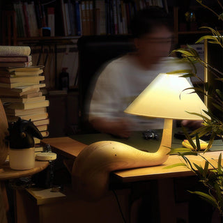 Solisise Lampe de Table en Bois d'Art