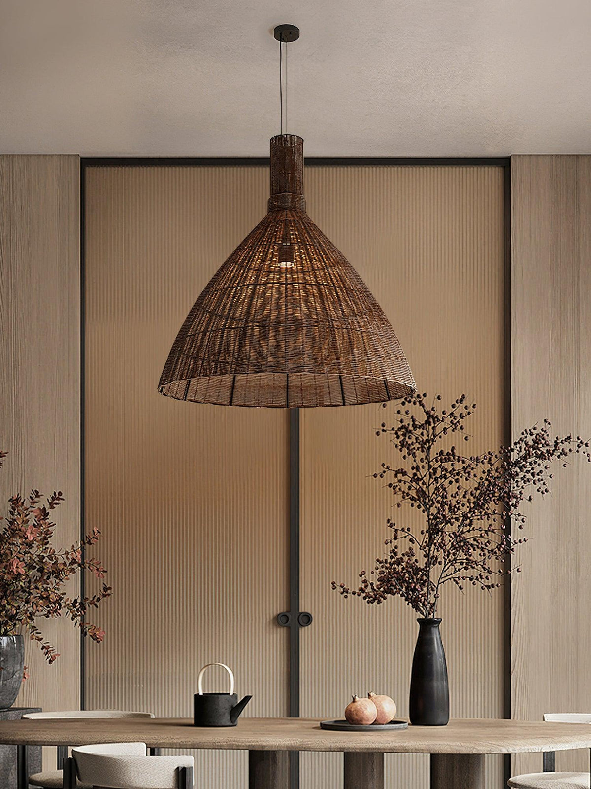 Clarine Lampe Suspension en Rotin Naturel Artistique