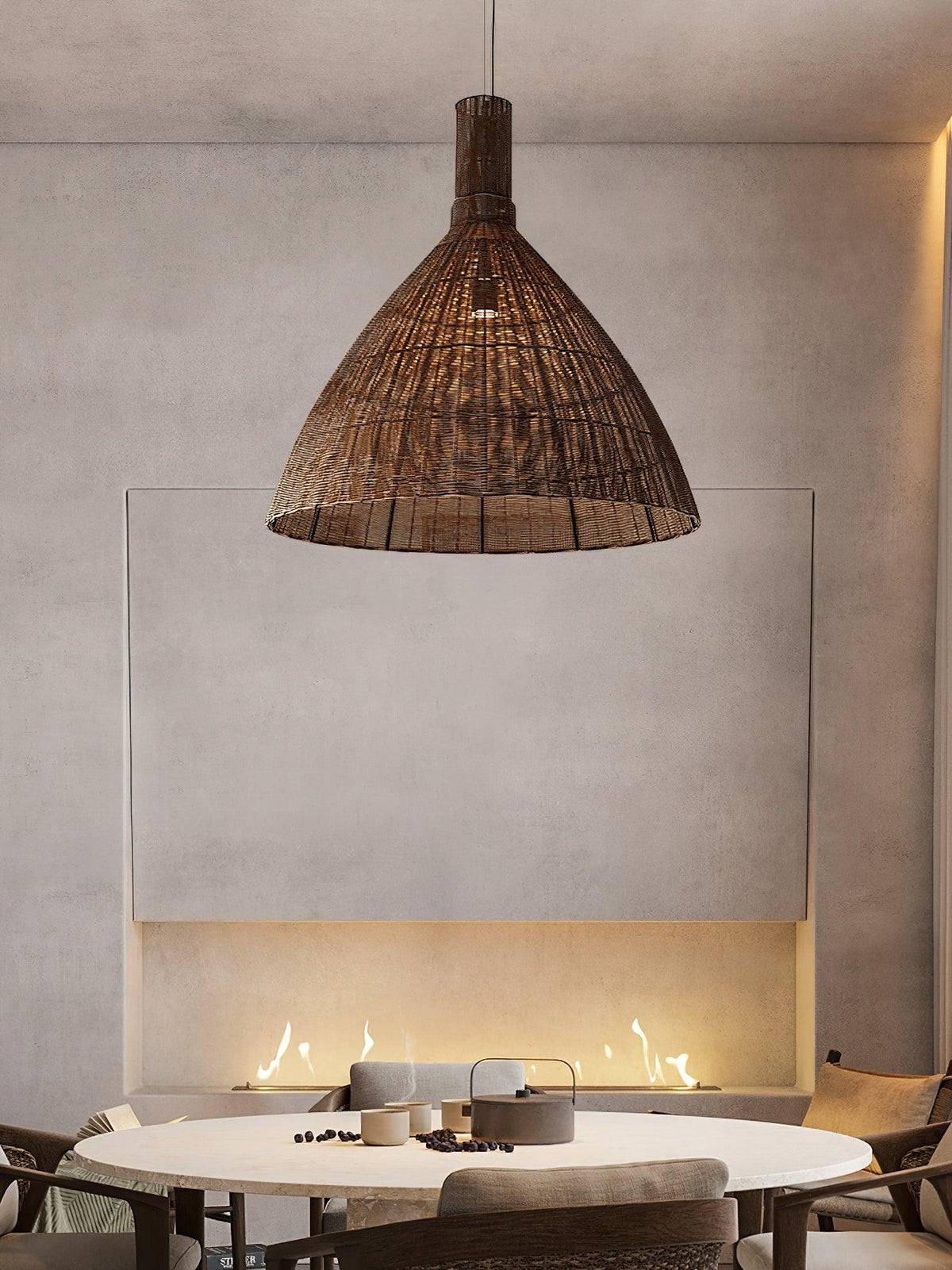 Clarine Lampe Suspension en Rotin Naturel Artistique