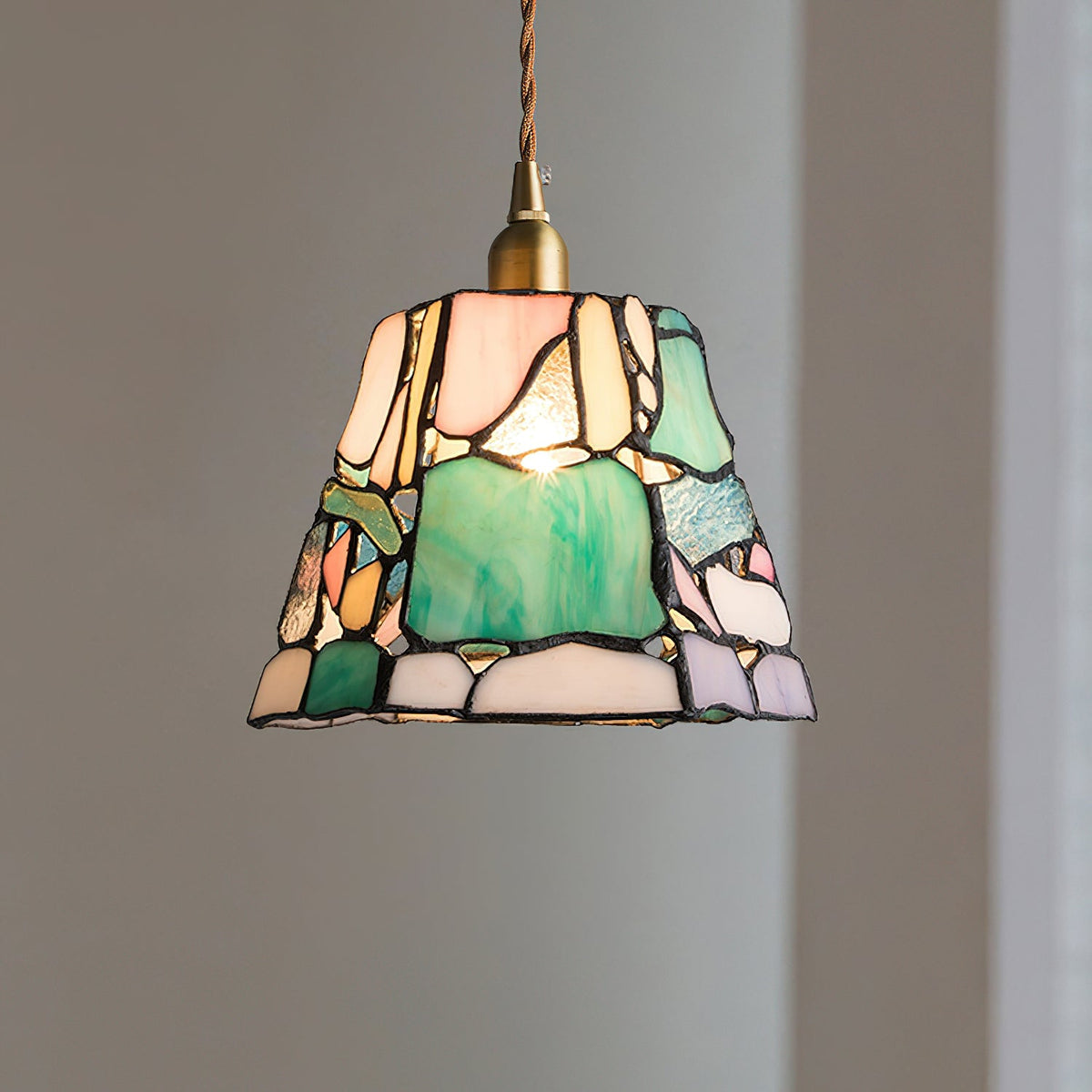 Fira Tiffany-Style Stained Glass Pendant Light-Neutral Decor