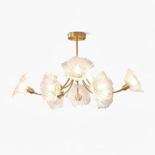 Lustra Lustre en Verre Fleur avec Finition Laiton
