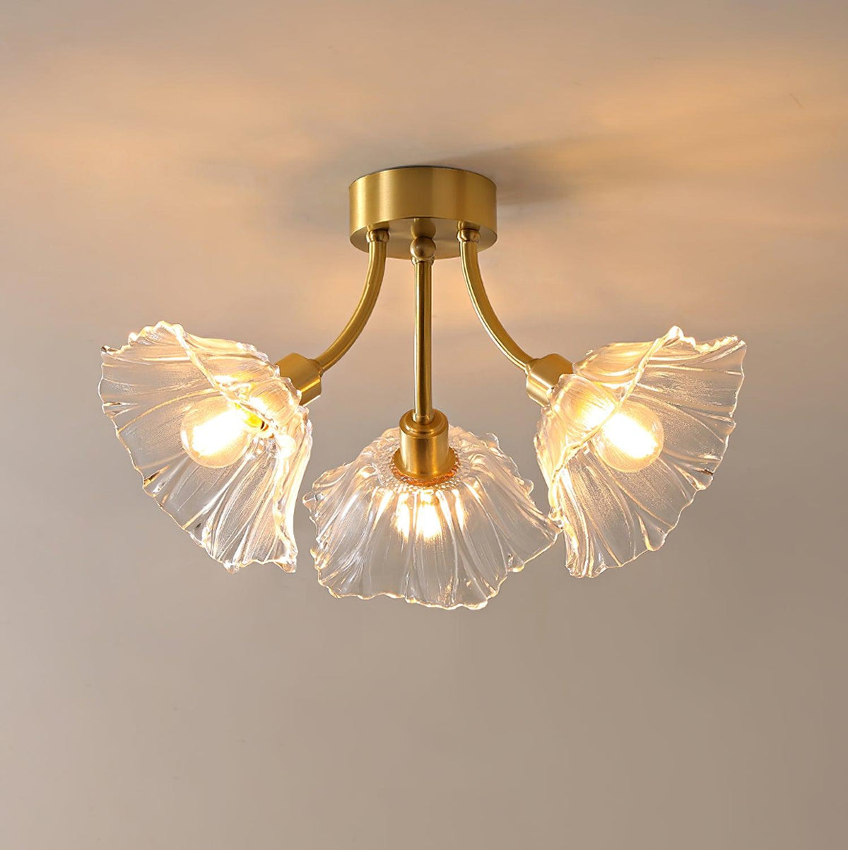 Jorina Lumière de Plafond Fleur en Verre Pétale Chic Élégante