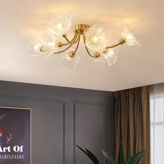 Solara Lumière de Plafond Fleur en Verre Pétale Chic Élégante